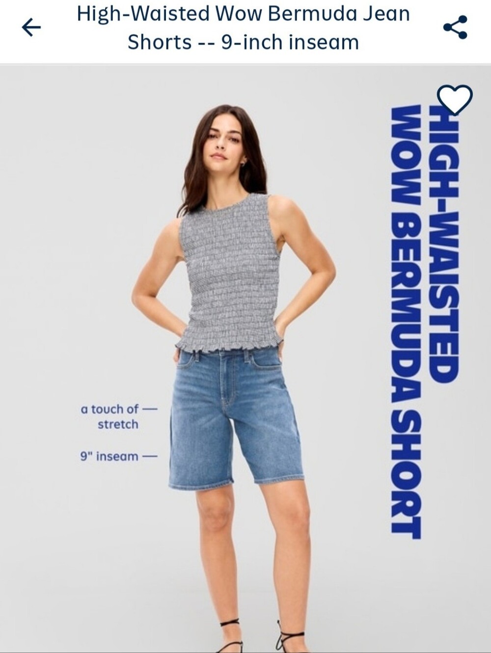 Old Navy Women's High Waisted Wow Bermuda Jean Short - Picture 7 of 10